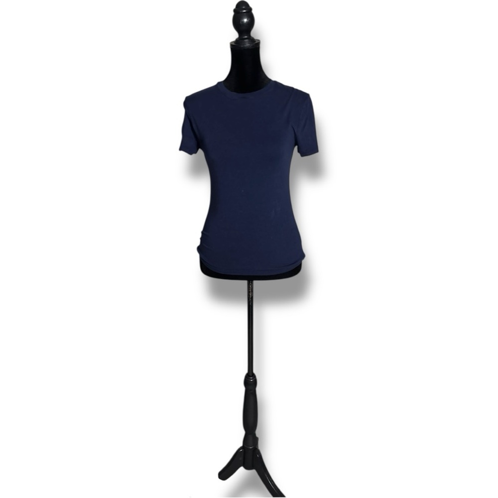 GAP Navy Short Sleeve Crewneck Fitted Cotton Classic Casual Women's Tee - Picture 2 of 16
